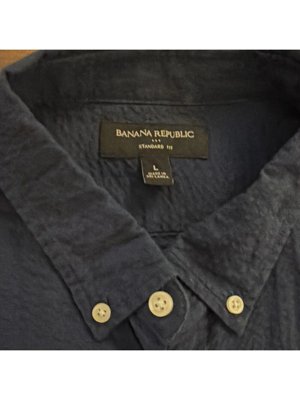 Banana Republic Standard Fit Blue Seer Sucker Button Short Sleeve Shirt Men's L